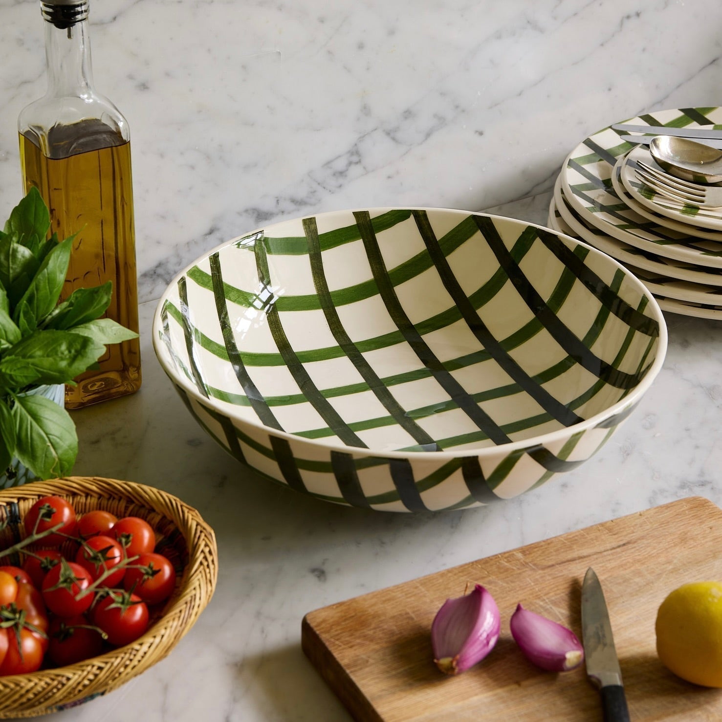Green Trellis Serving Bowl (Seconds)
