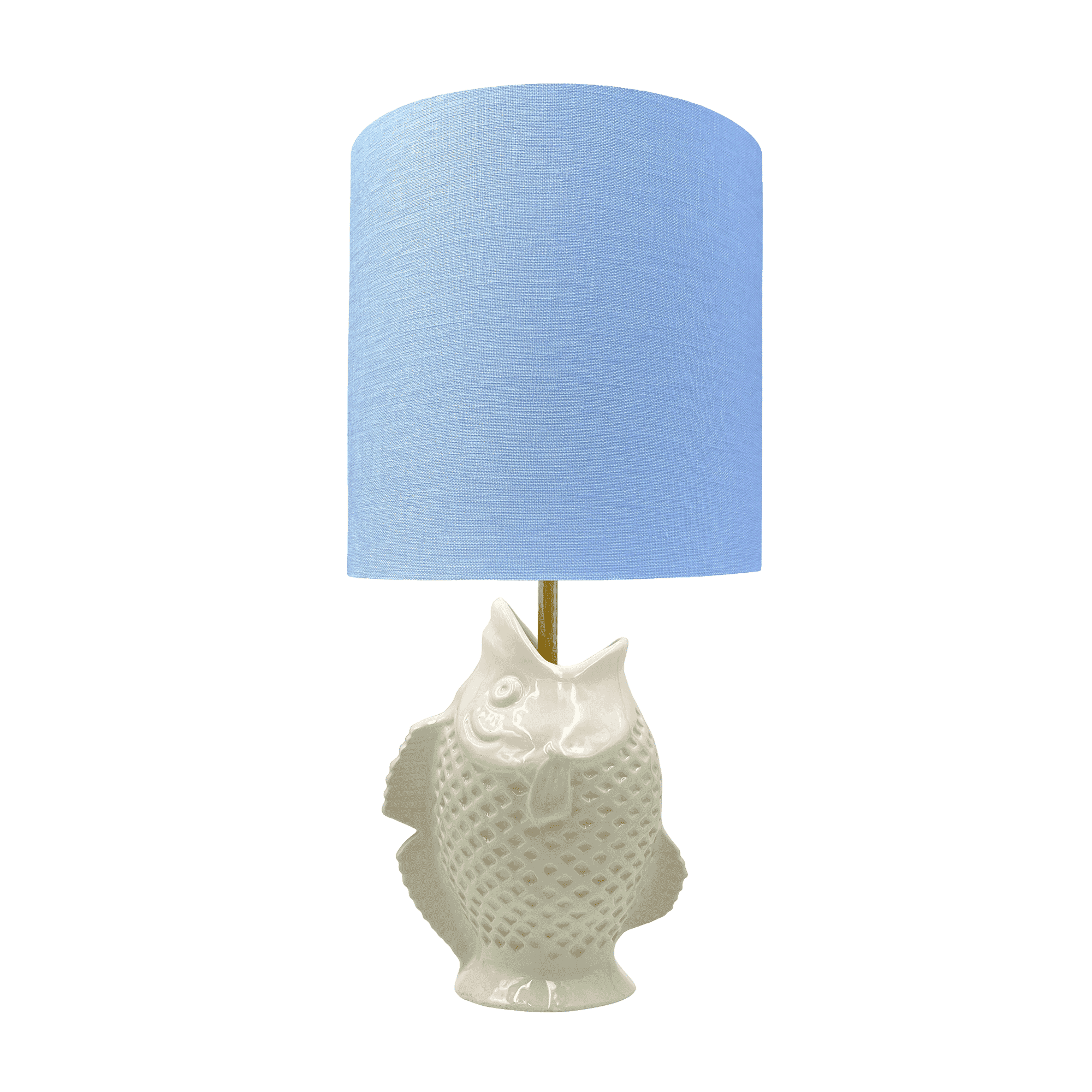 Light Blue Drum Linen Lampshade (Seconds)