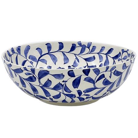 Navy Blue Scroll Salad Bowl