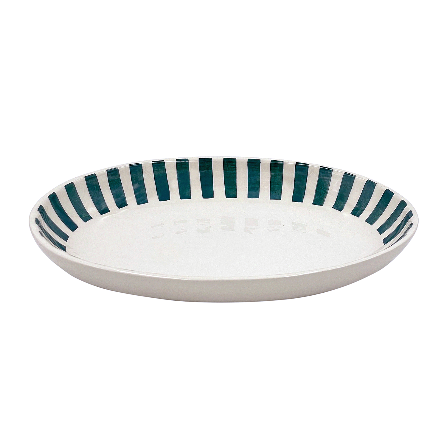 Small Green Stripes Oval Platter (Seconds)