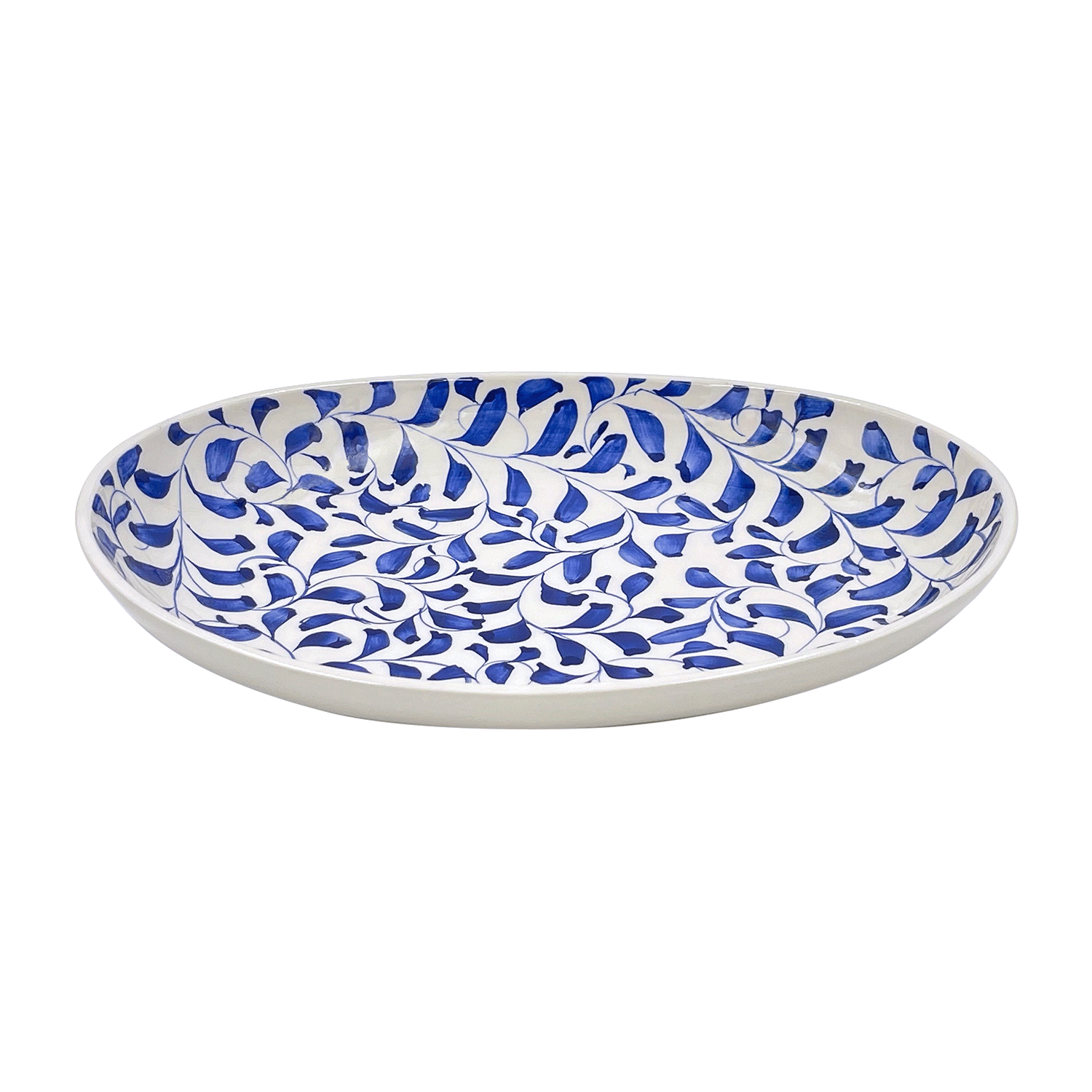 Small Navy Blue Scroll Oval Platter (Seconds)