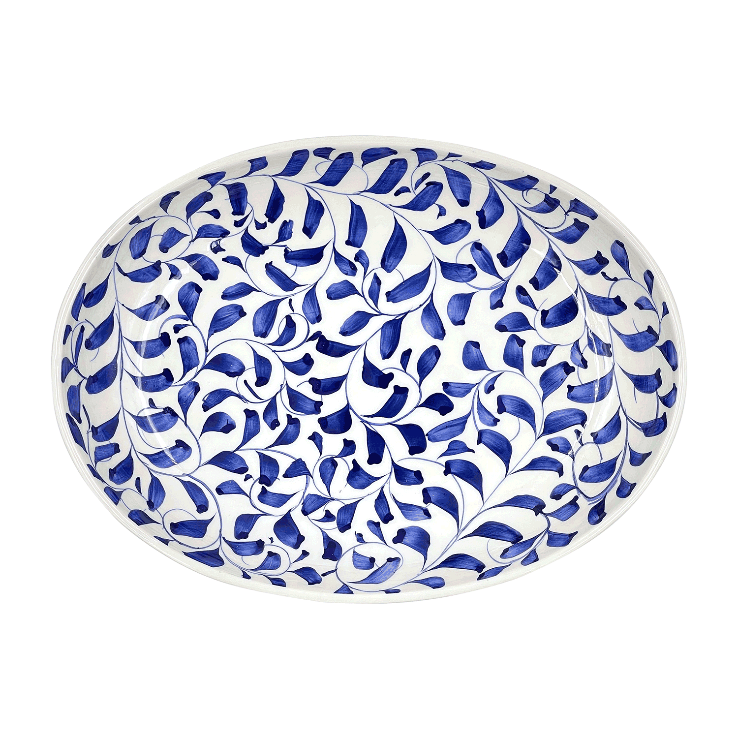 Small Navy Blue Scroll Oval Platter (Seconds)