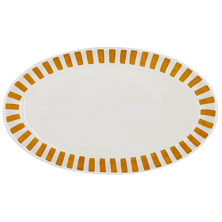 Large Yellow Stripes Oval Platter