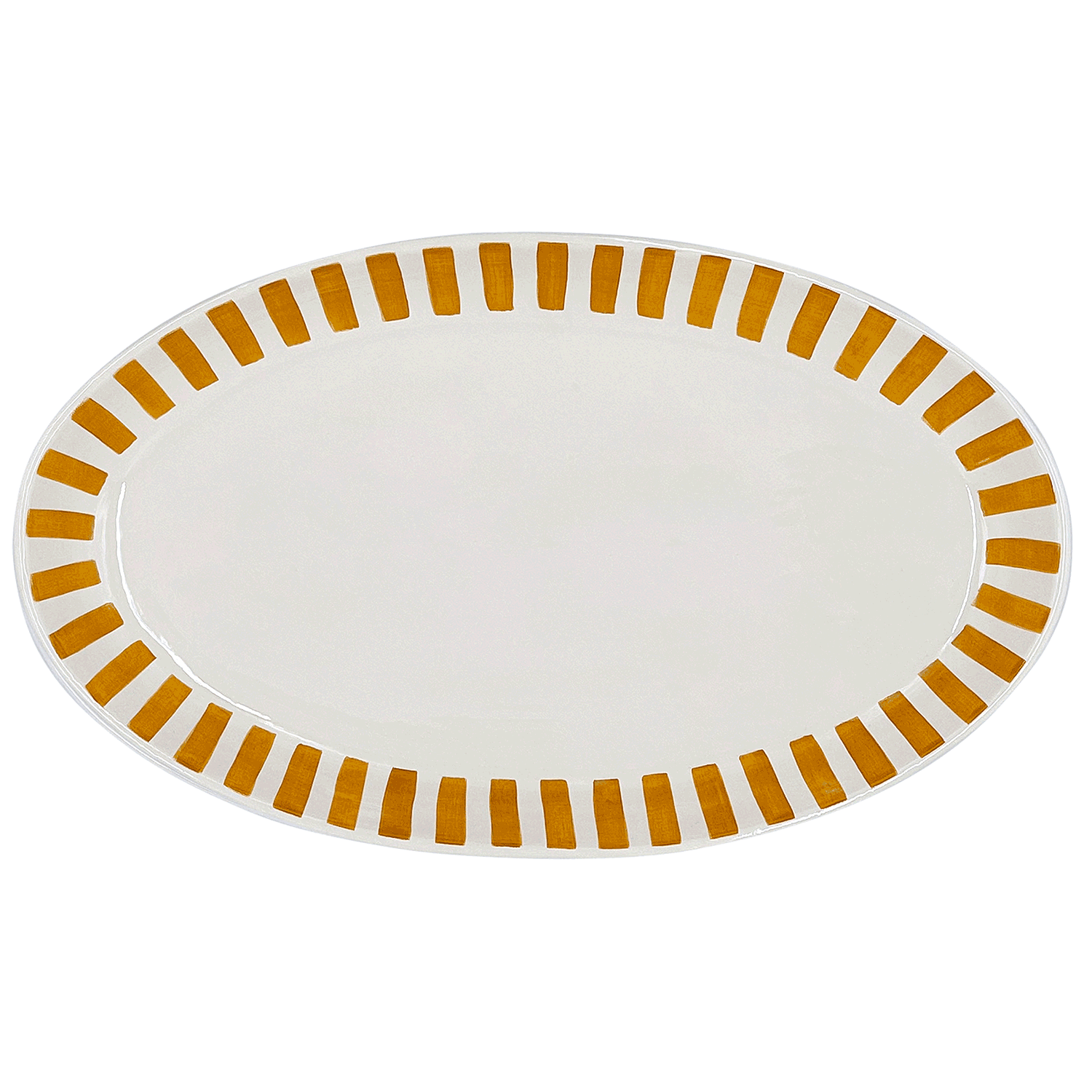 Large Yellow Stripes Oval Platter (Seconds)