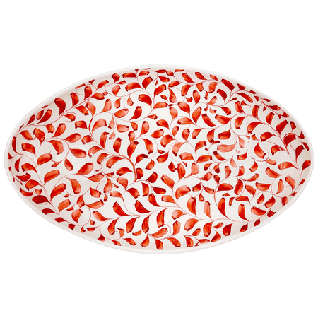 Large Red Scroll Oval Platter