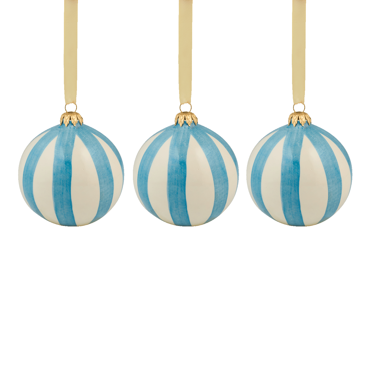 Azure Stripe Christmas Bauble (Set of 3)