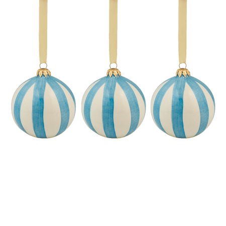 Azure Stripe Christmas Bauble (Set of 3)