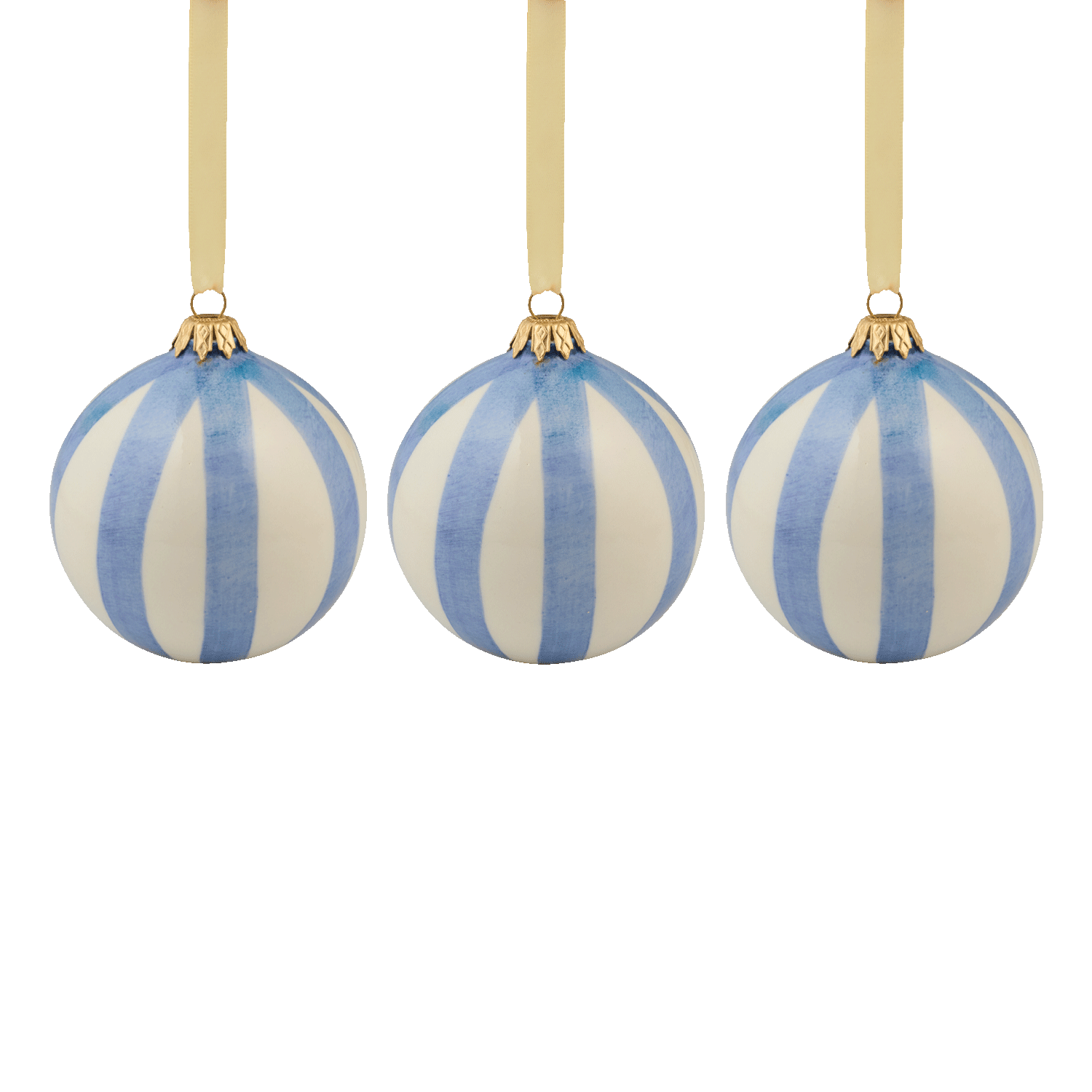 Powder Blue Stripes Christmas Bauble (Set of 3)