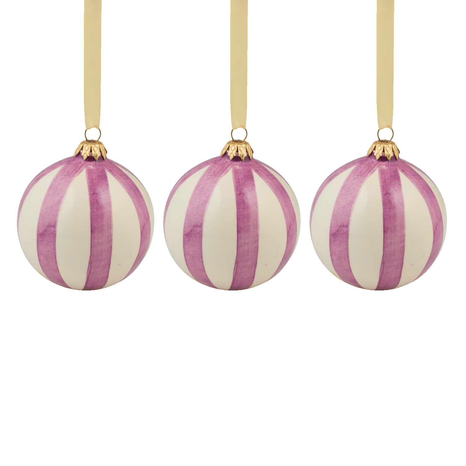 Amethyst Stripes Christmas Bauble (Set of 3)