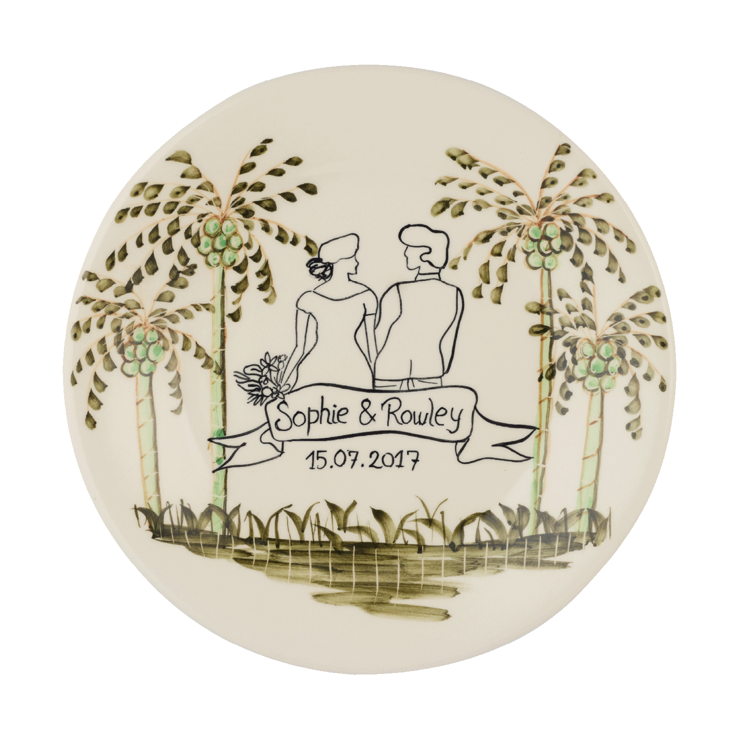 Personalised Palm Wedding Plate