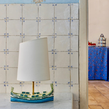 Luzzu Boat Table Lamp with Sail Lampshade