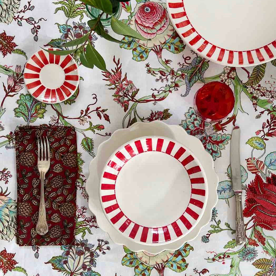 Red Stripes Pasta Bowl